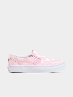 Vans Kids Checkerboard Slip-On Satin-Pink Sneaker