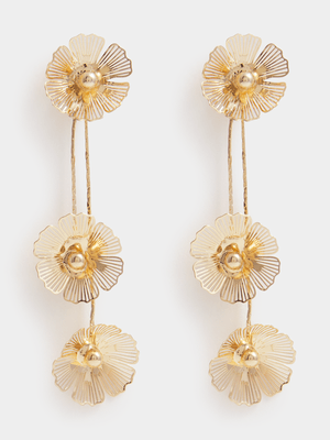 Layered Dainty Flower Drop Earrings