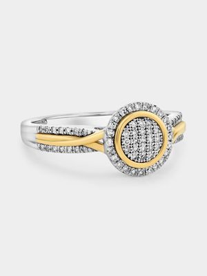 Yellow Gold & Sterling Silver Lab Grown Diamond Round Halo Twist Ring