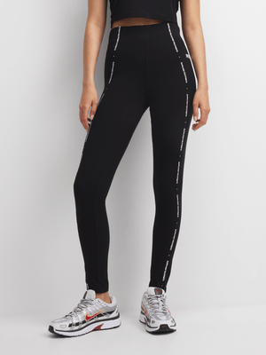 Redbat Women Elastic Tape Black Leggings