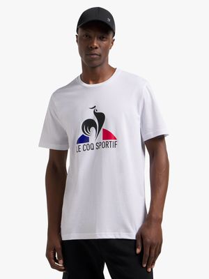 Le Coq Sportif Mens Graphic Tri Core No.1 White Tee