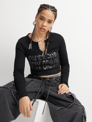 Redbat Women's Black Cropped Top