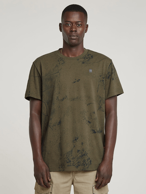 G-Star Men's Wash Allover Dark Green T-Shirt