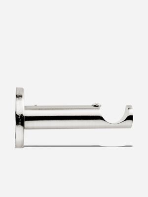 25mm Steel Single Curtain Rod Bracket Brushed Silver