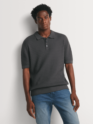 Fabiani Men's Charcoal Textured Polo Golfer
