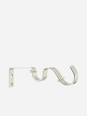 25mm Steel Double Curtain Rod Bracket Brushed Silver