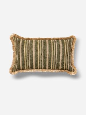 Striped Scatter Cushion Green 35x60