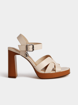 Caged Platform Ankle Tie Heels