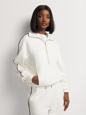 Luella Contrast Piping 1/4 Zip Sweat Top