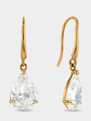 Yellow Gold Cubic Zirconia Drop Earrings