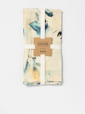 Watercolour Floral Napkin 2 Pack Blue 50x50