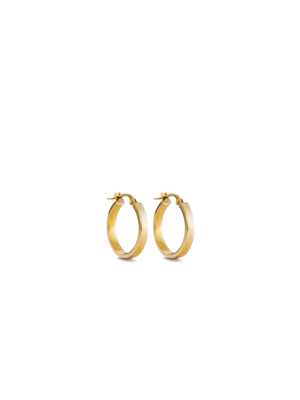 Yellow Gold Plain Square Tube Hoop Earrings