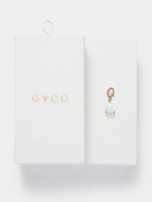 14ct Gold Plated Created Opal October Birthstone Charm