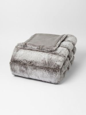 Broad Rib Faux Fur Blanket Charcoal 150x180