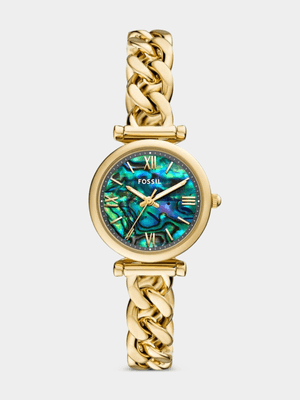 Fossil Carlie Abalone Dial Gold Plated Stainless Steel Bracelet Watch
