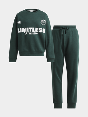 Boys Printed Crew And Jogger Set