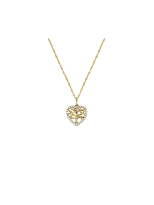 Yellow Gold Tree of Life Heart Pendant on chain