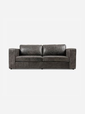 Huxley 3 Seater Couch Kalahari Leather Charcoal