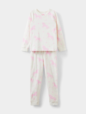 Cotton On Kids White Ava Long Sleeve Pyjama Set