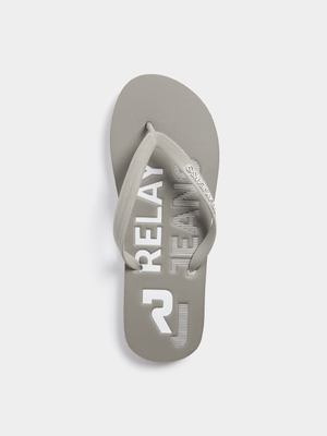 Relay Jeans Men's Grey/White Flip Flops