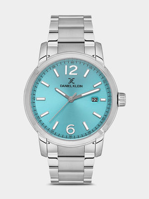 Daniel Klein Silver Plated Light Blue Dial Stainless Steel Bracelet Watch