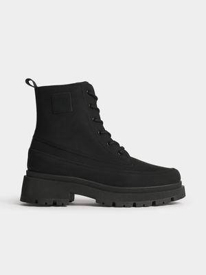 Jet Women's Black Lace Up Chunky Boot