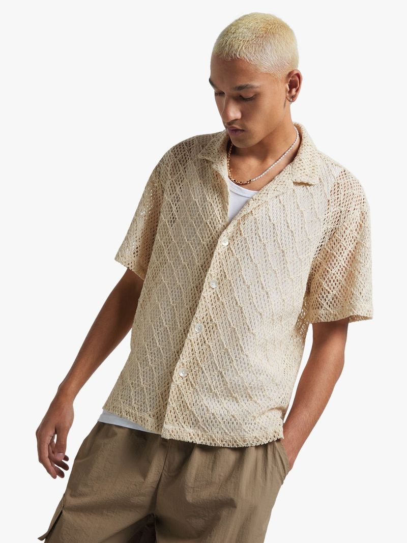 Men's Natural Crochet Shirt | Bash