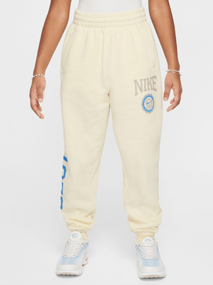 Nike Girls Youth Sportswear Club Fleece Loose Cream Pants