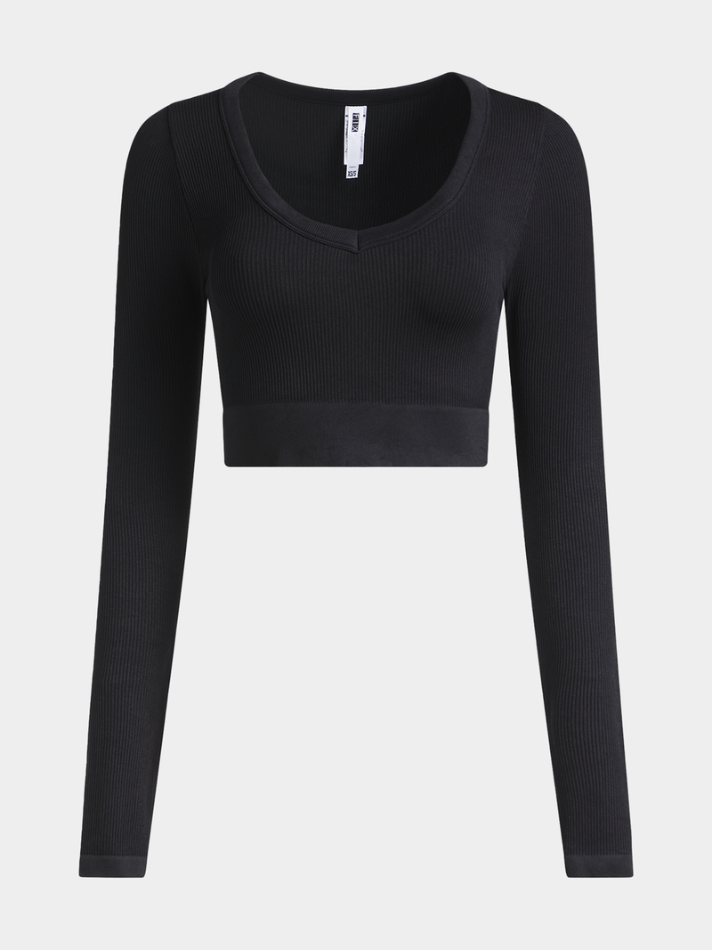 The FIX Women's Black Seamless Top With Wide Band - Bash.com