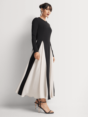 Luella Long Sleeve Godet Maxi Dress