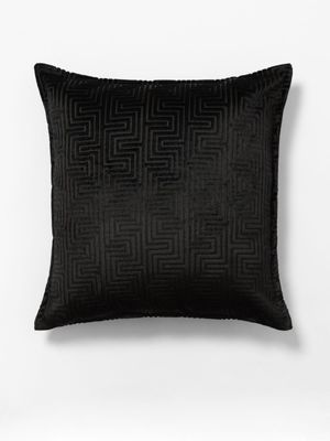 Velvet Maze Scatter Cushion Black 60x60