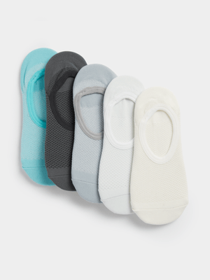 TS 5 Pack Mesh Invisible Pastel Blue/Grey Socks