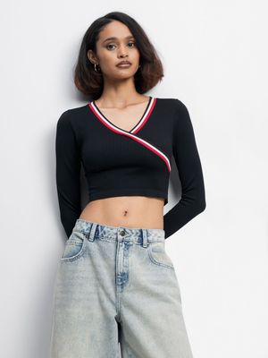 The FIX Women's Navy Seamless Co-Ord Wrap Top