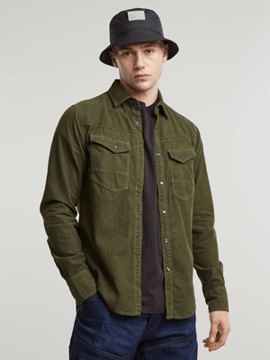 G-Star Men's Dakota Corduroy Moss Green Slim Shirt