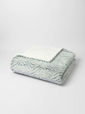Chevron Back Print Sheepskin Blanket Greys 150x200