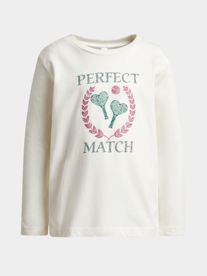 Exact Older Girl's White Graphic Print T-Shirt