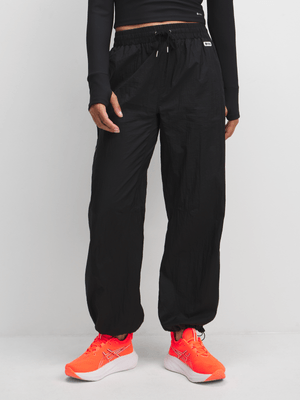 TS Womens Piped Black Parachute Pants