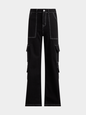 Jet Teen Girls Black Cargo Jeans