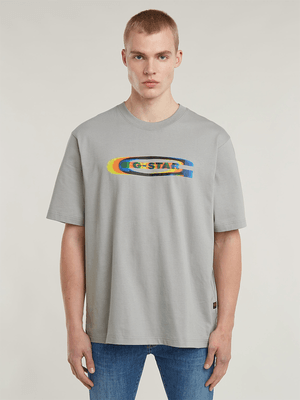G-Star Men's Color Shift Old Skool Logo Boxy Grey T-Shirt