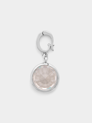 Rhodium Plated Cubic Zirconia April Birthstone Charm