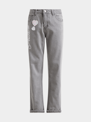 Jet Older Girls Grey Love Mom Jeans