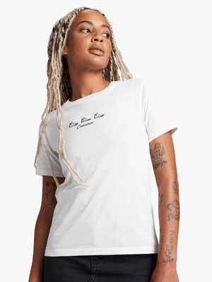 Converse Women's High Tops Embroidery Ecru T-Shirt