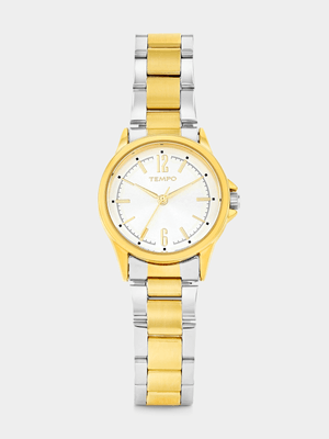 Tempo Gold Plated Silver Tone Dial Two-Tone Bracelet Watch