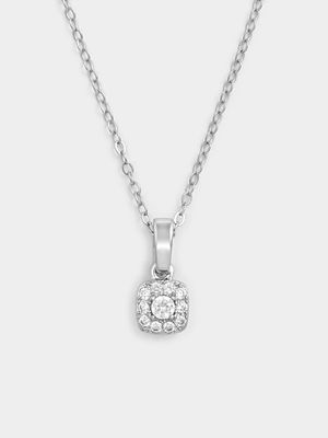 Sterling Silver Lab Grown Diamond Round Halo Pendant