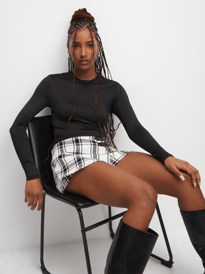 The FIX Women's Black Basic Boat neck Top