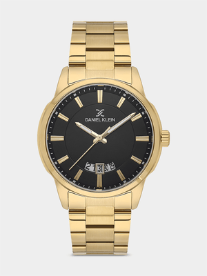 Daniel Klein Gold Plated Black Dial Bracelet Watch