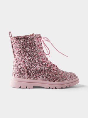 Cotton On Kids Pink Combat Lug Boots