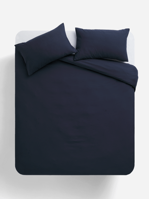 Jet Home Navy Plain 85gsm Duvet Cover Set Queen