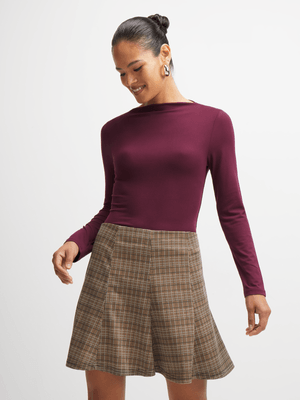 Exact Women's Brown Check Mini Skirt