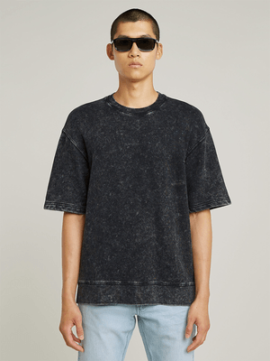 G-Star Men's Acid Wash Loose Black Sweater
